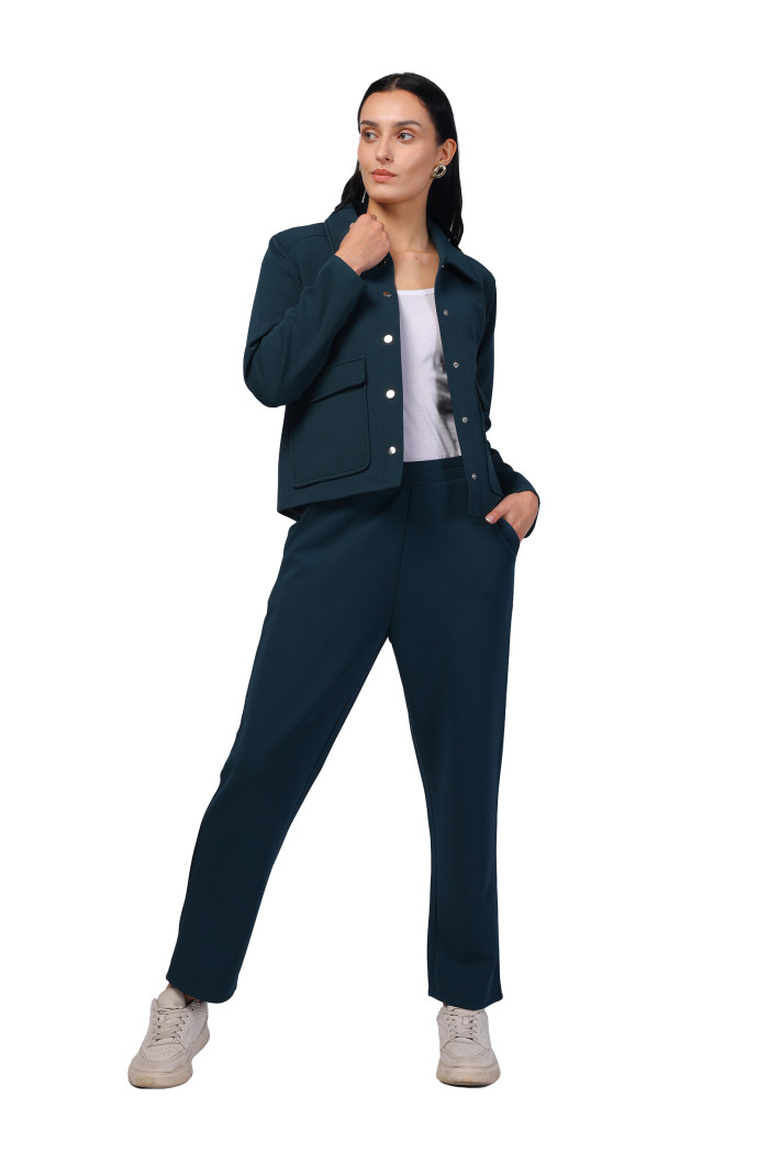 A model showcasing Women Co-ord Set in Scuba Crush Fabric thumbnail.